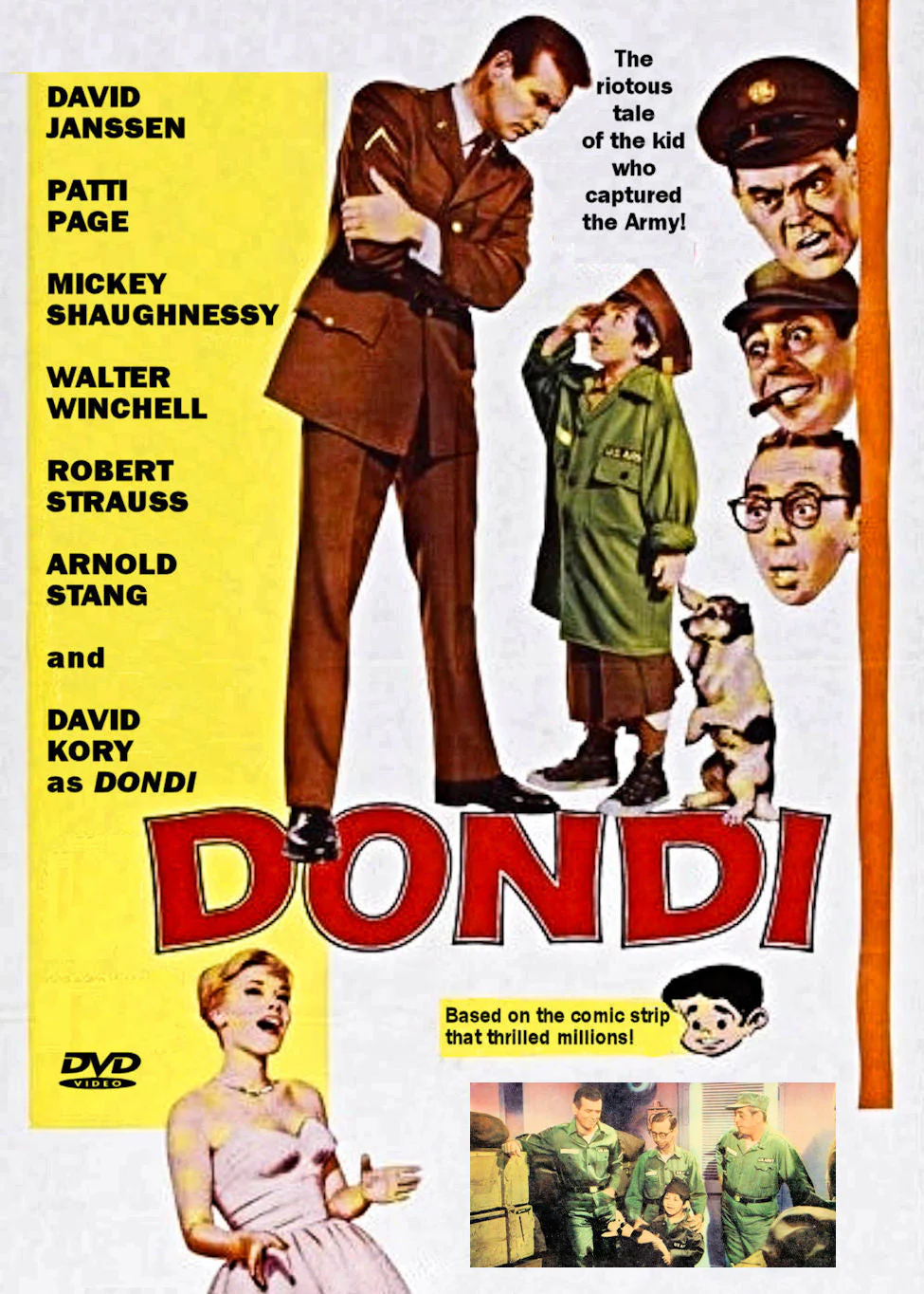 Dondi (1961) David Janssen, Patti Page, Walter Winchell, Mickey Shaughnessy, Arnold Stang, Gale Gordon and David Kory as ‘Dondi’